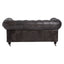 Esperance Living Victor Dark Grey Brown Leather Chesterfield 2 Seat Sofa House of Isabella UK