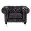 Esperance Living Victor Dark Grey Brown Leather Chesterfield Chair House of Isabella UK