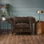 Esperance Living Victor Dark Grey Brown Leather Chesterfield Chair House of Isabella UK