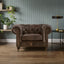 Esperance Living Victor Dark Grey Brown Leather Chesterfield Chair House of Isabella UK