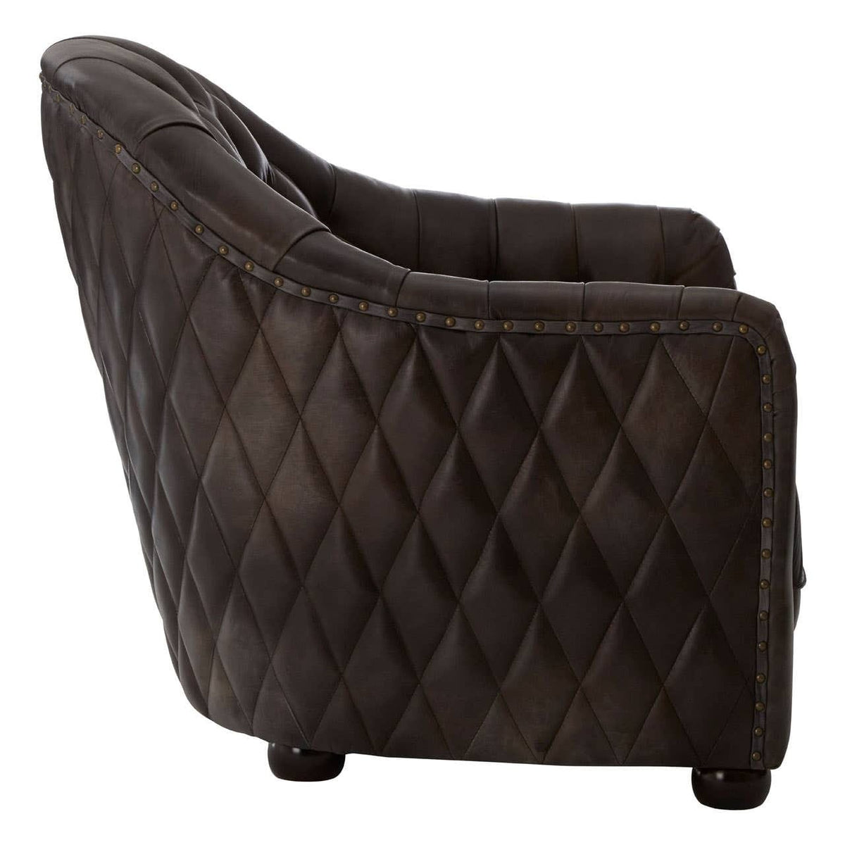 Esperance Living Victor Dark Grey Brown Leather Tub Chair House of Isabella UK