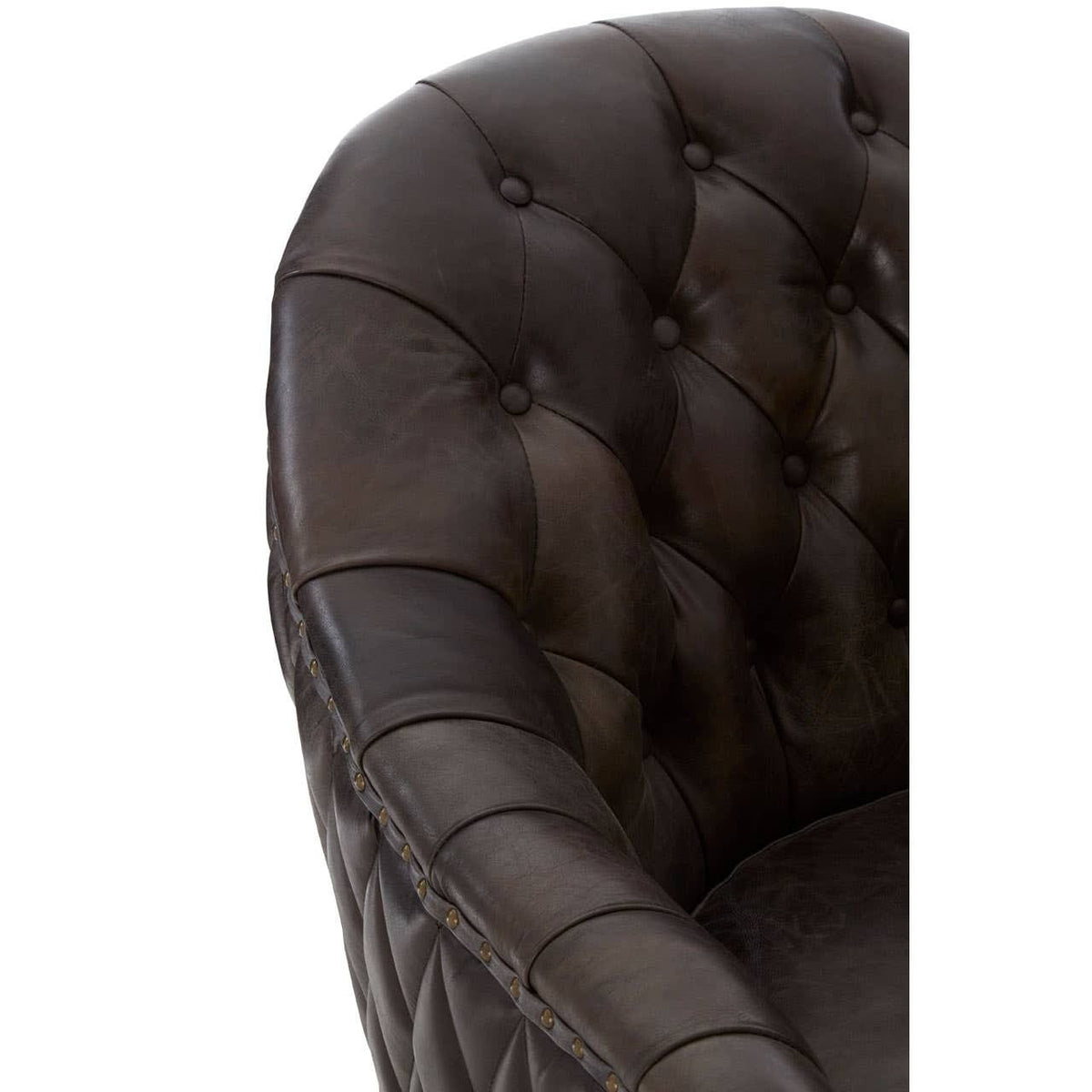 Esperance Living Victor Dark Grey Brown Leather Tub Chair House of Isabella UK