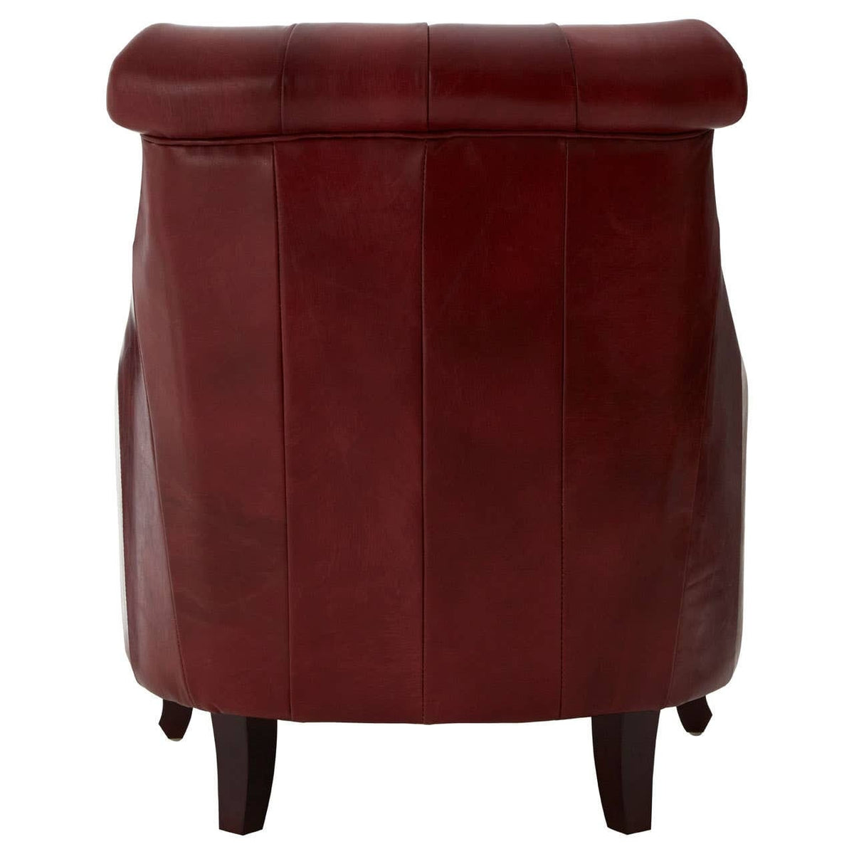 Esperance Living Victor Deep Red Leather Lounge Chair with Tufted Back House of Isabella UK