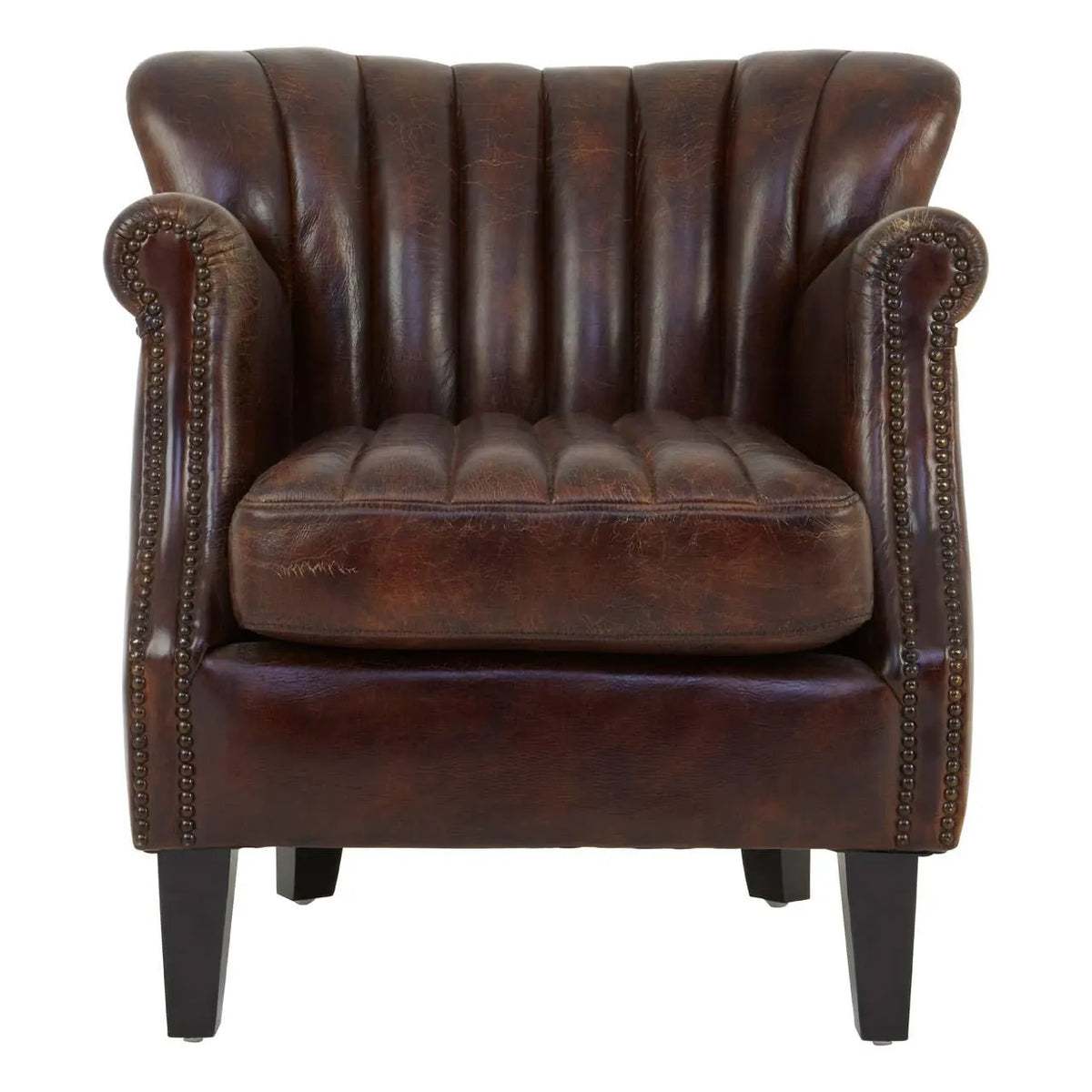 Esperance Living Victor Winged Brown Leather Armchair House of Isabella UK