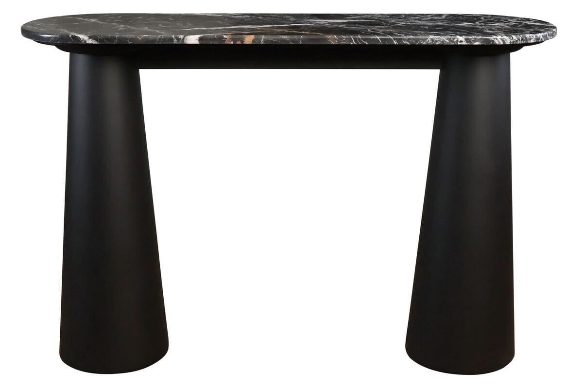 Esperance Living Waris Black and White Marble Top Console Table with Mango Wood Legs House of Isabella UK
