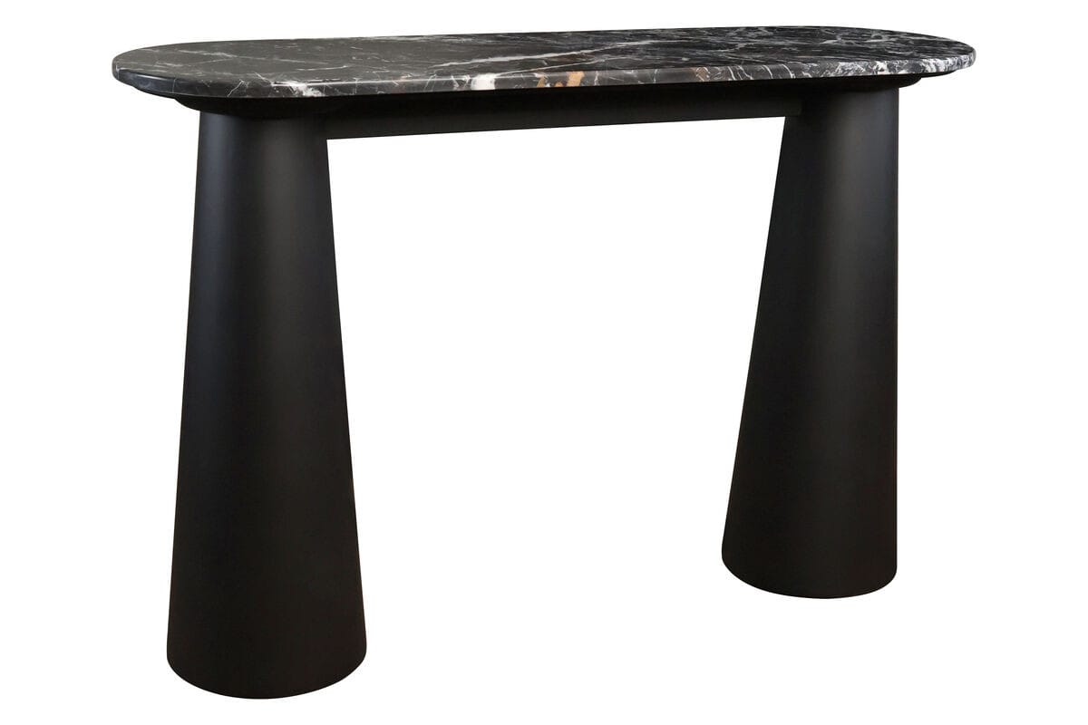 Esperance Living Waris Black and White Marble Top Console Table with Mango Wood Legs House of Isabella UK