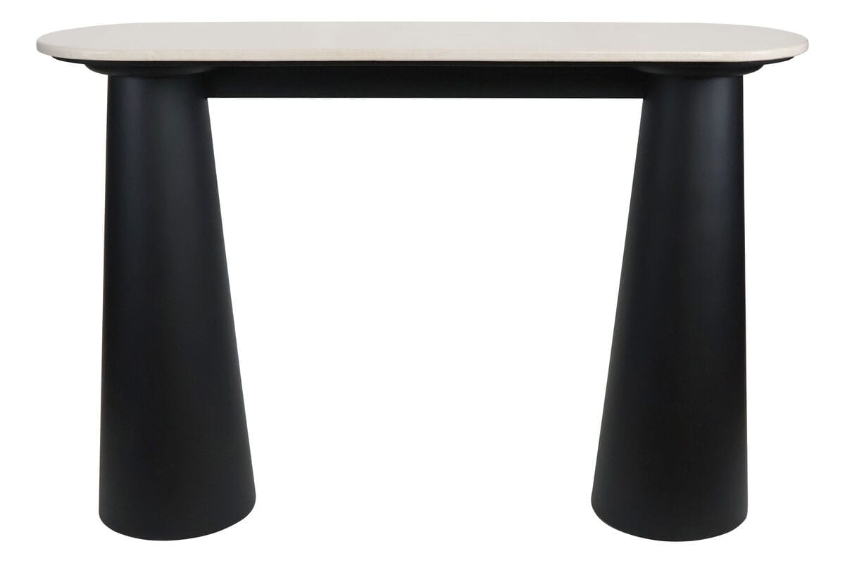 Esperance Living Waris Cream Marble Top and Black Mango Wood Console Table House of Isabella UK