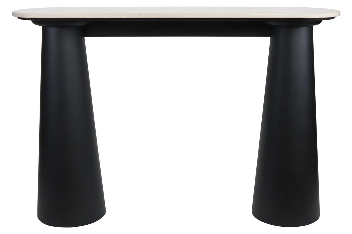 Esperance Living Waris Cream Marble Top and Black Mango Wood Console Table House of Isabella UK
