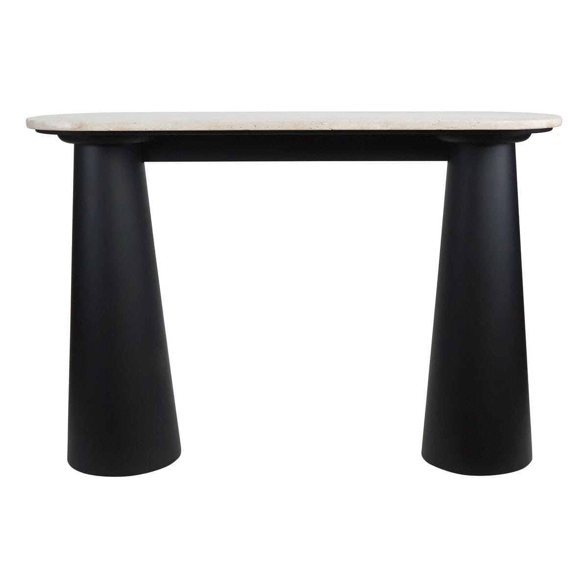 Esperance Living Waris Travertine Top and Black Mango Wood Console Table House of Isabella UK