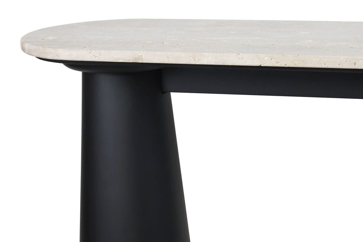 Esperance Living Waris Travertine Top and Black Mango Wood Console Table House of Isabella UK