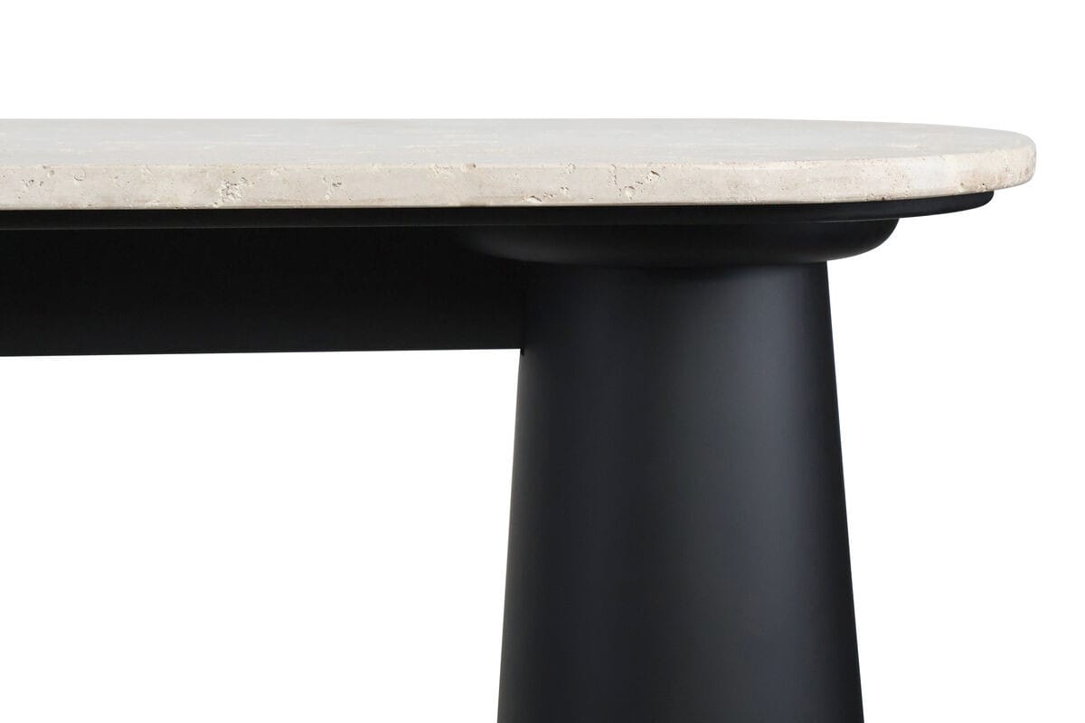 Esperance Living Waris Travertine Top and Black Mango Wood Console Table House of Isabella UK