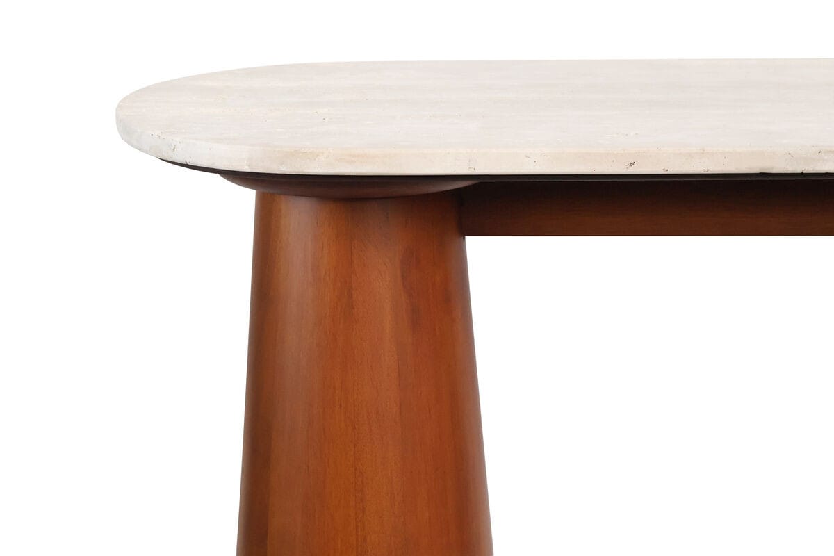 Esperance Living Waris Travertine Top and Brown Mango Wood Console Table House of Isabella UK