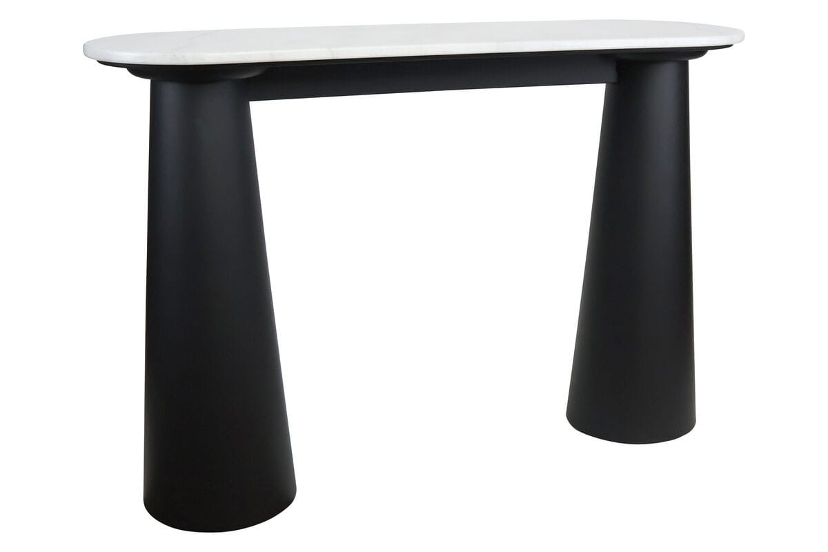 Esperance Living Waris White Marble Top and Black Mango Wood Console Table House of Isabella UK