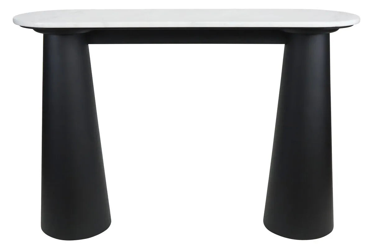 Esperance Living Waris White Marble Top and Black Mango Wood Console Table House of Isabella UK
