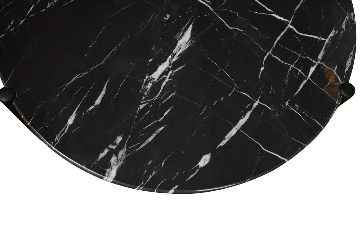 Esperance Living Wilbur Black and White Marble Top Coffee Table with Mango Wood Legs House of Isabella UK