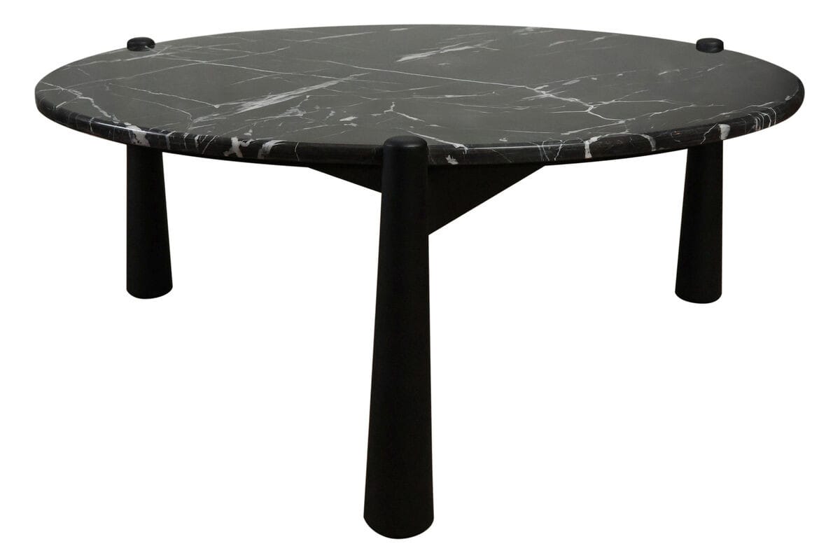 Esperance Living Wilbur Black and White Marble Top Coffee Table with Mango Wood Legs House of Isabella UK