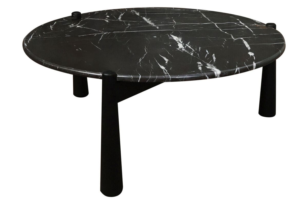Esperance Living Wilbur Black and White Marble Top Coffee Table with Mango Wood Legs House of Isabella UK