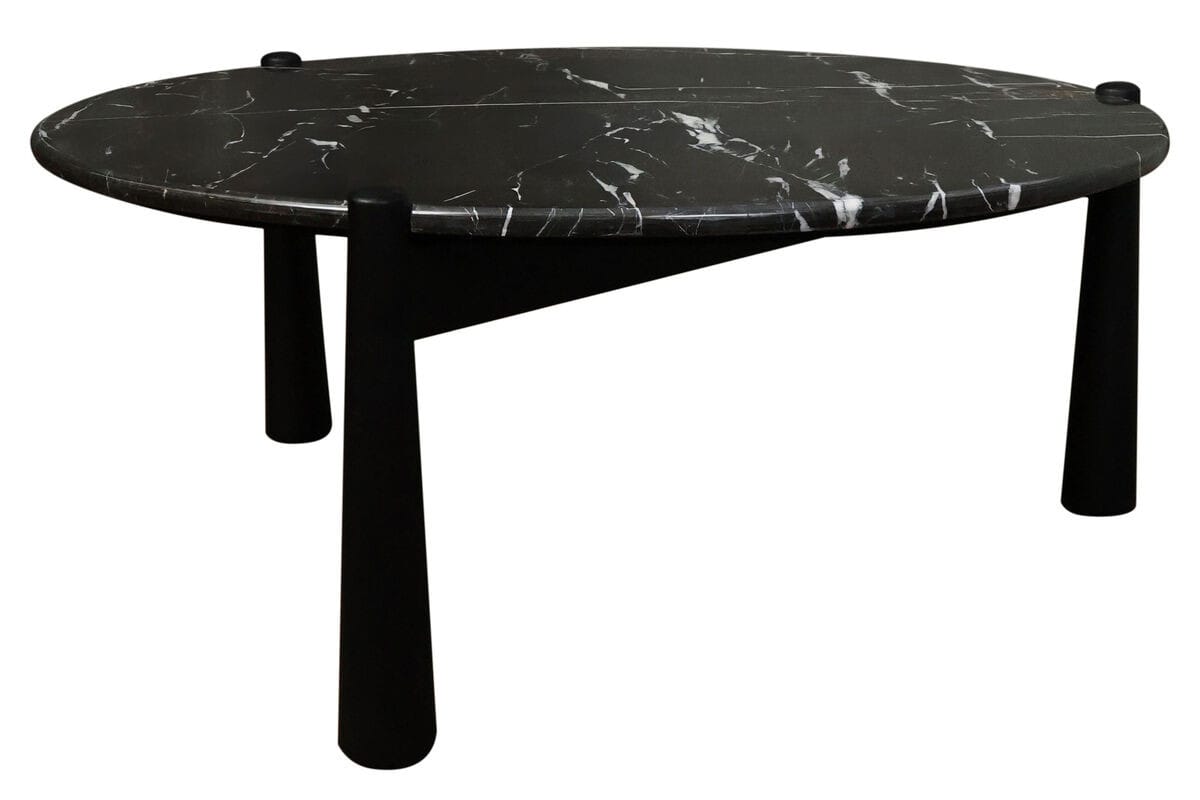 Esperance Living Wilbur Black and White Marble Top Coffee Table with Mango Wood Legs House of Isabella UK