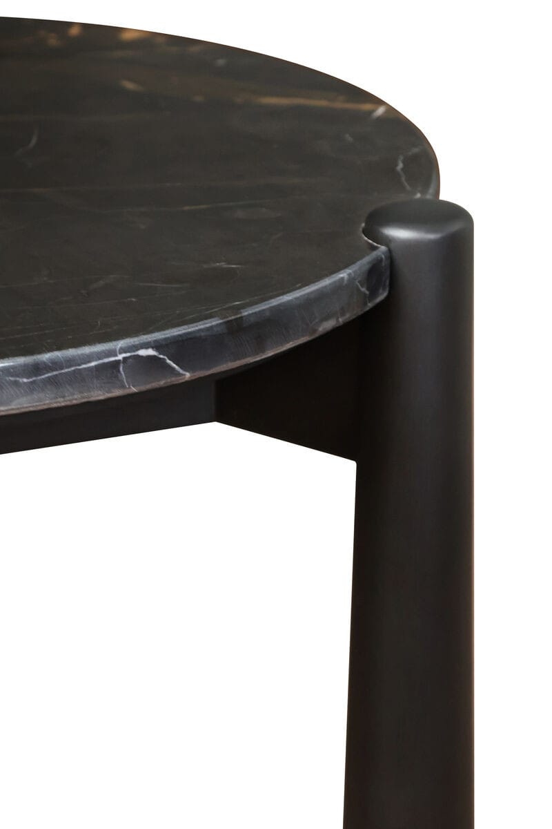 Esperance Living Wilbur Black and White Marble Top Side Table with Mango Wood Legs House of Isabella UK