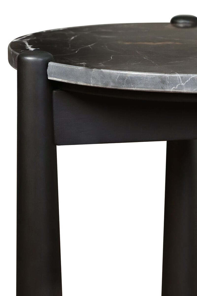 Esperance Living Wilbur Black and White Marble Top Side Table with Mango Wood Legs House of Isabella UK
