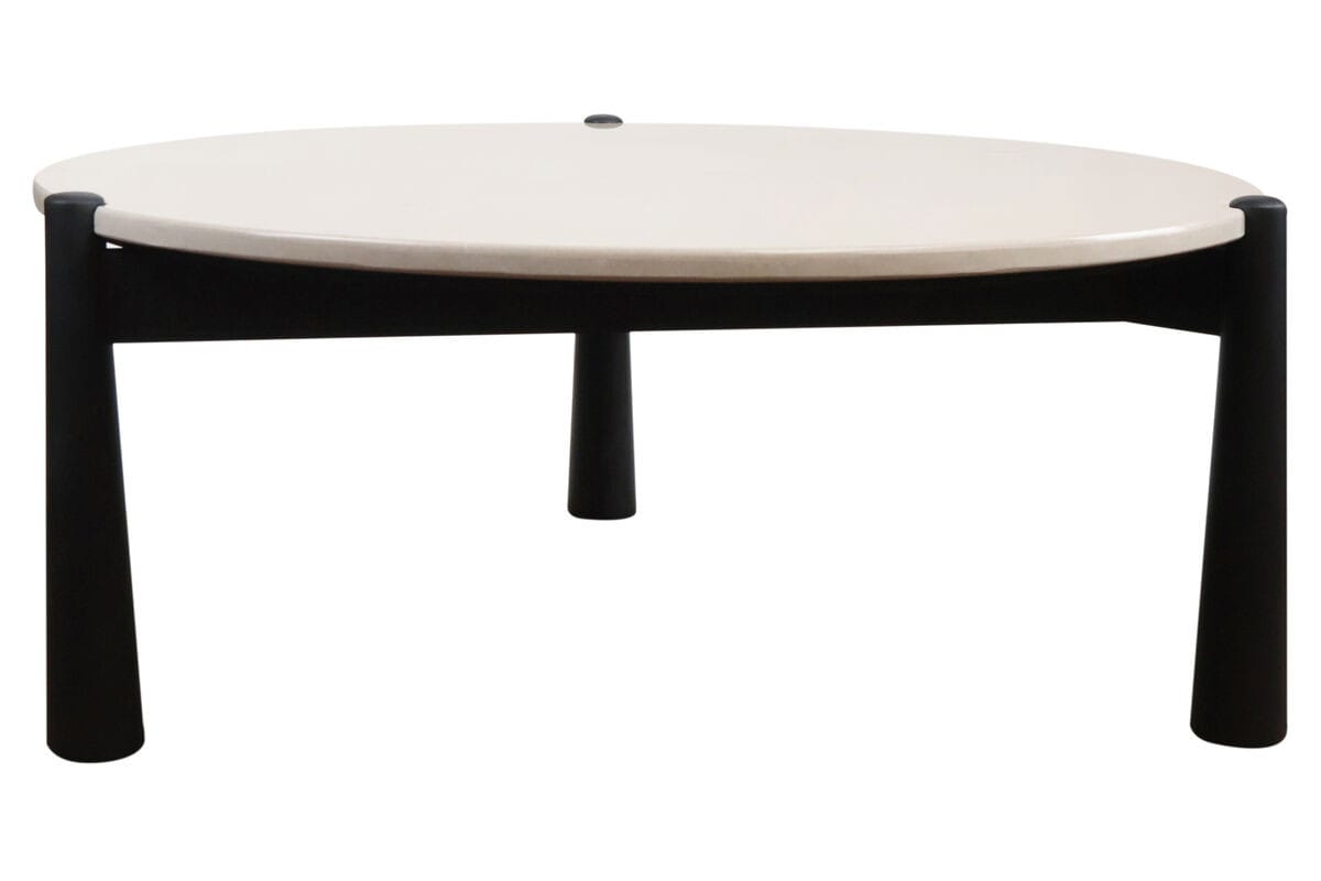 Esperance Living Wilbur Cream Marble Top and Black Mango Wood Coffee Table House of Isabella UK