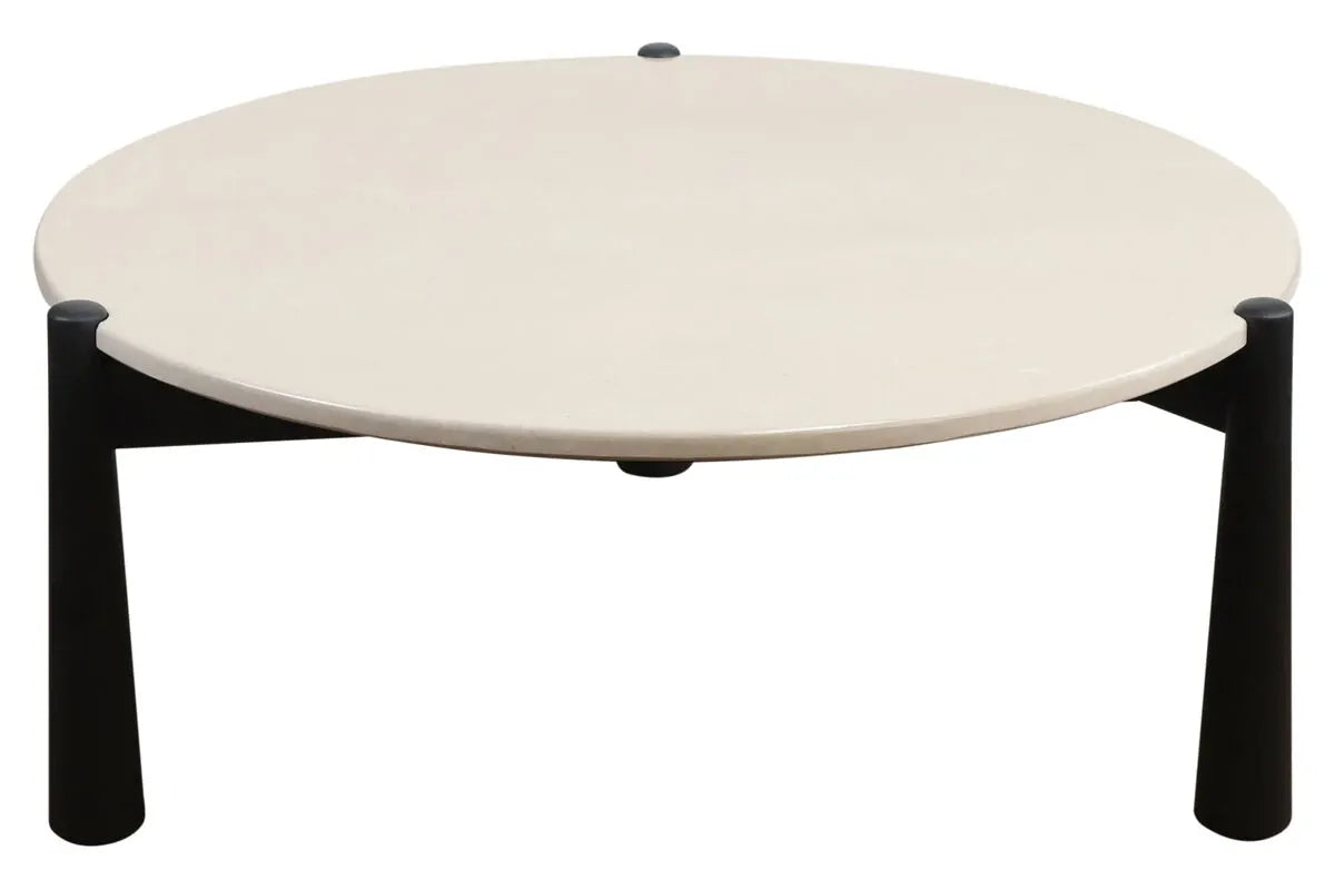 Esperance Living Wilbur Cream Marble Top and Black Mango Wood Coffee Table House of Isabella UK