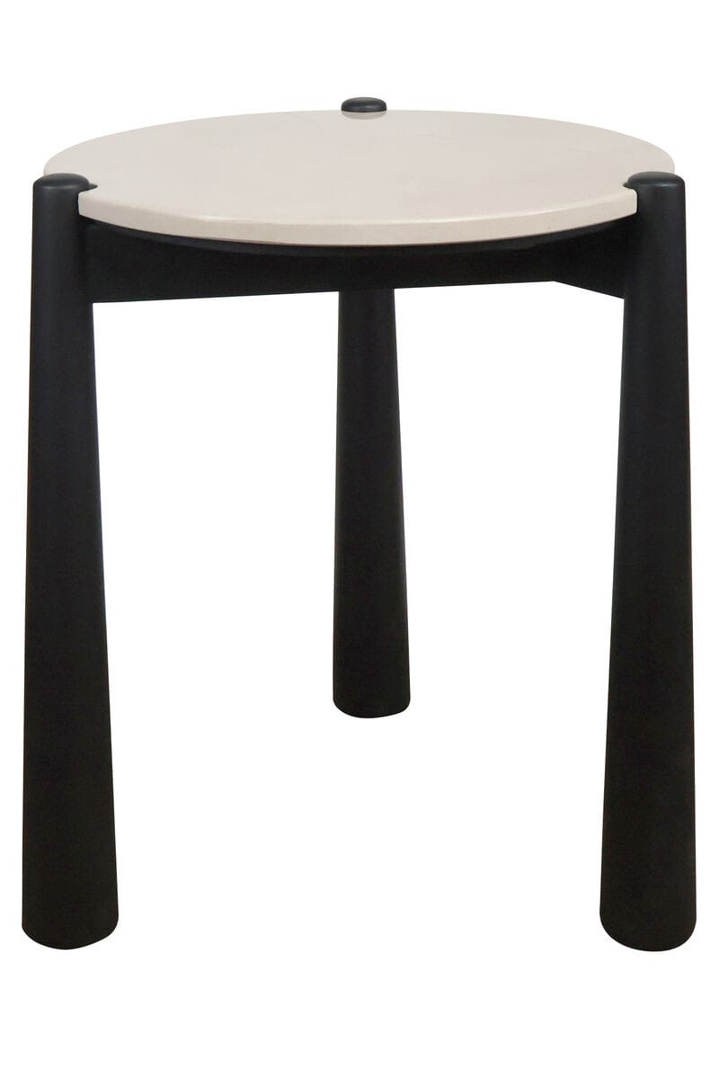 Esperance Living Wilbur Cream Marble Top and Mango Wood Side Table House of Isabella UK