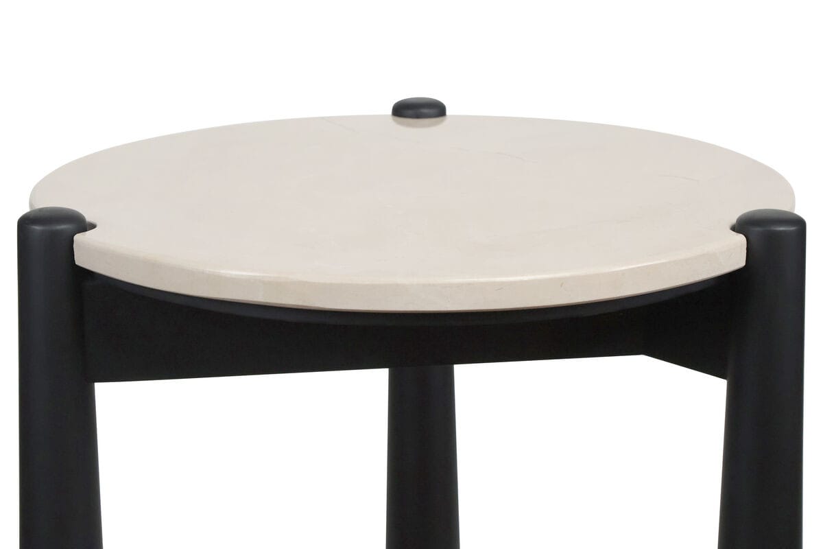 Esperance Living Wilbur Cream Marble Top and Mango Wood Side Table House of Isabella UK