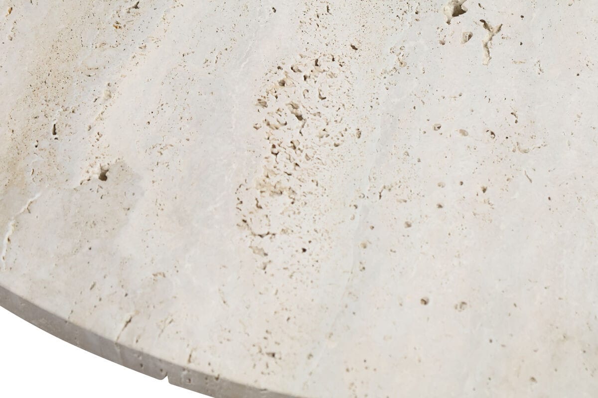 Esperance Living Wilbur Travertine Top and Black Finish Mango Wood Coffee Table House of Isabella UK