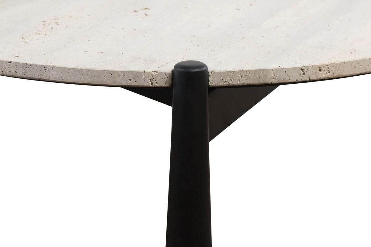 Esperance Living Wilbur Travertine Top and Black Finish Mango Wood Coffee Table House of Isabella UK