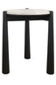 Esperance Living Wilbur Travertine Top and Black Finish Mango Wood Side Table House of Isabella UK