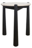Esperance Living Wilbur Travertine Top and Black Finish Mango Wood Side Table House of Isabella UK