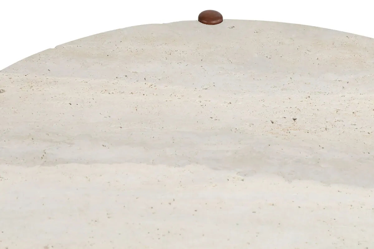 Esperance Living Wilbur Travertine Top and Brown Finish Mango Wood Coffee Table House of Isabella UK