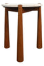 Esperance Living Wilbur Travertine Top and Brown Finish Mango Wood Side Table House of Isabella UK