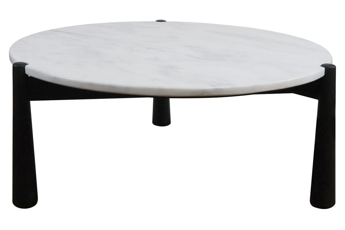 Esperance Living Wilbur White Marble Top and Black Finish Mango Wood Coffee Table House of Isabella UK