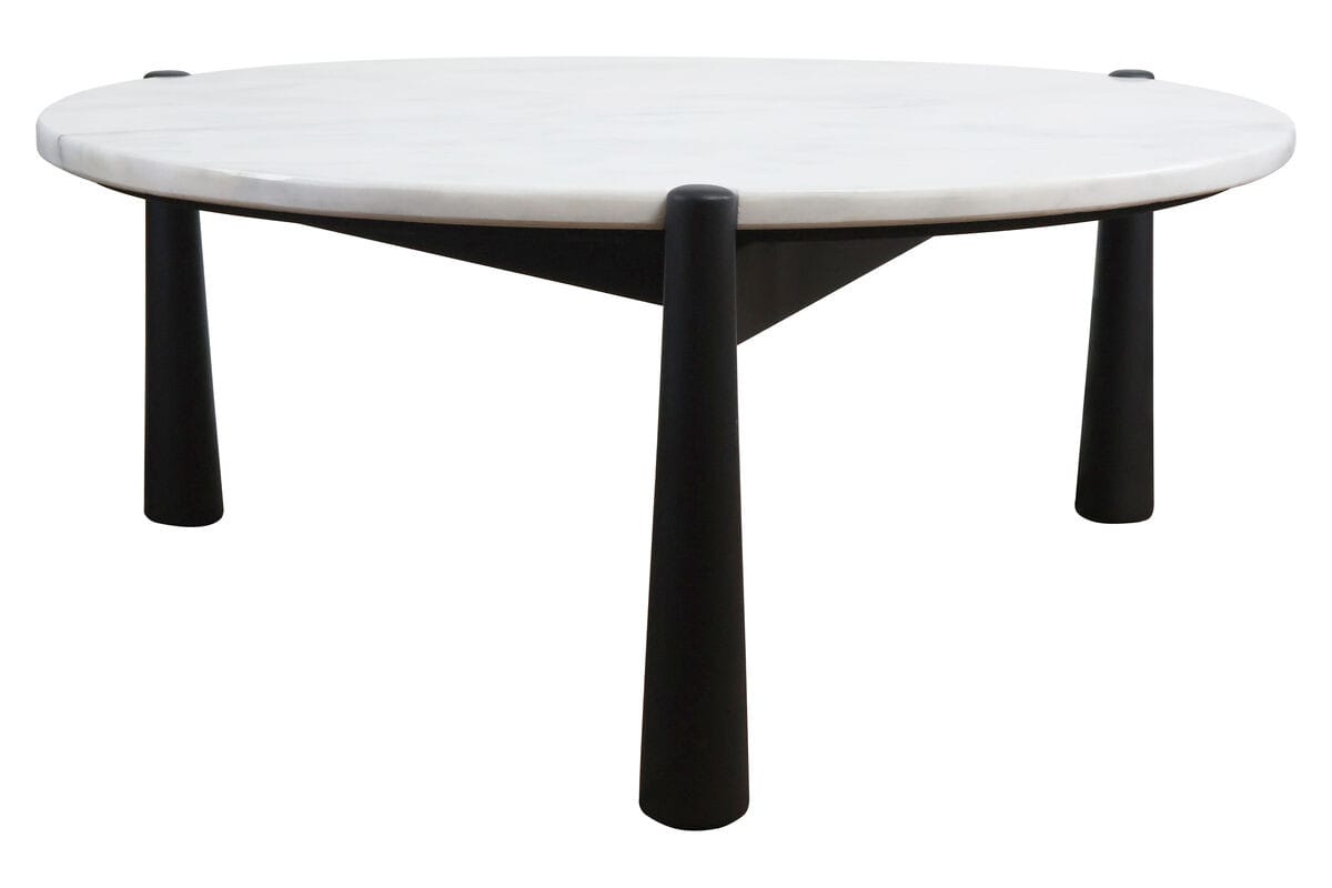 Esperance Living Wilbur White Marble Top and Black Finish Mango Wood Coffee Table House of Isabella UK