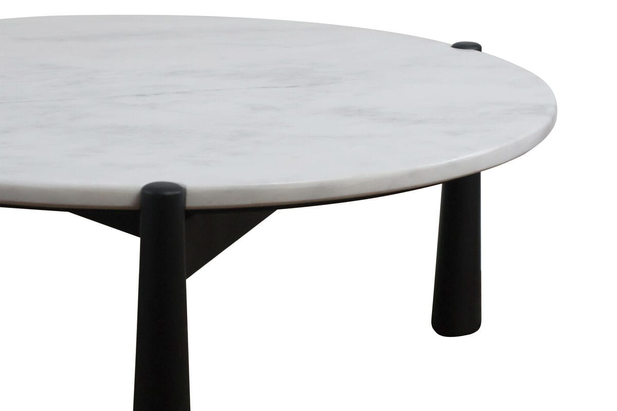 Esperance Living Wilbur White Marble Top and Black Finish Mango Wood Coffee Table House of Isabella UK