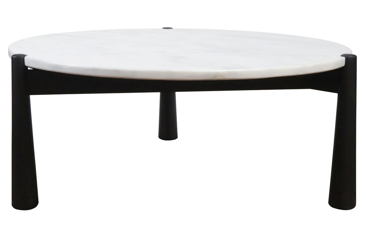 Esperance Living Wilbur White Marble Top and Black Finish Mango Wood Coffee Table House of Isabella UK