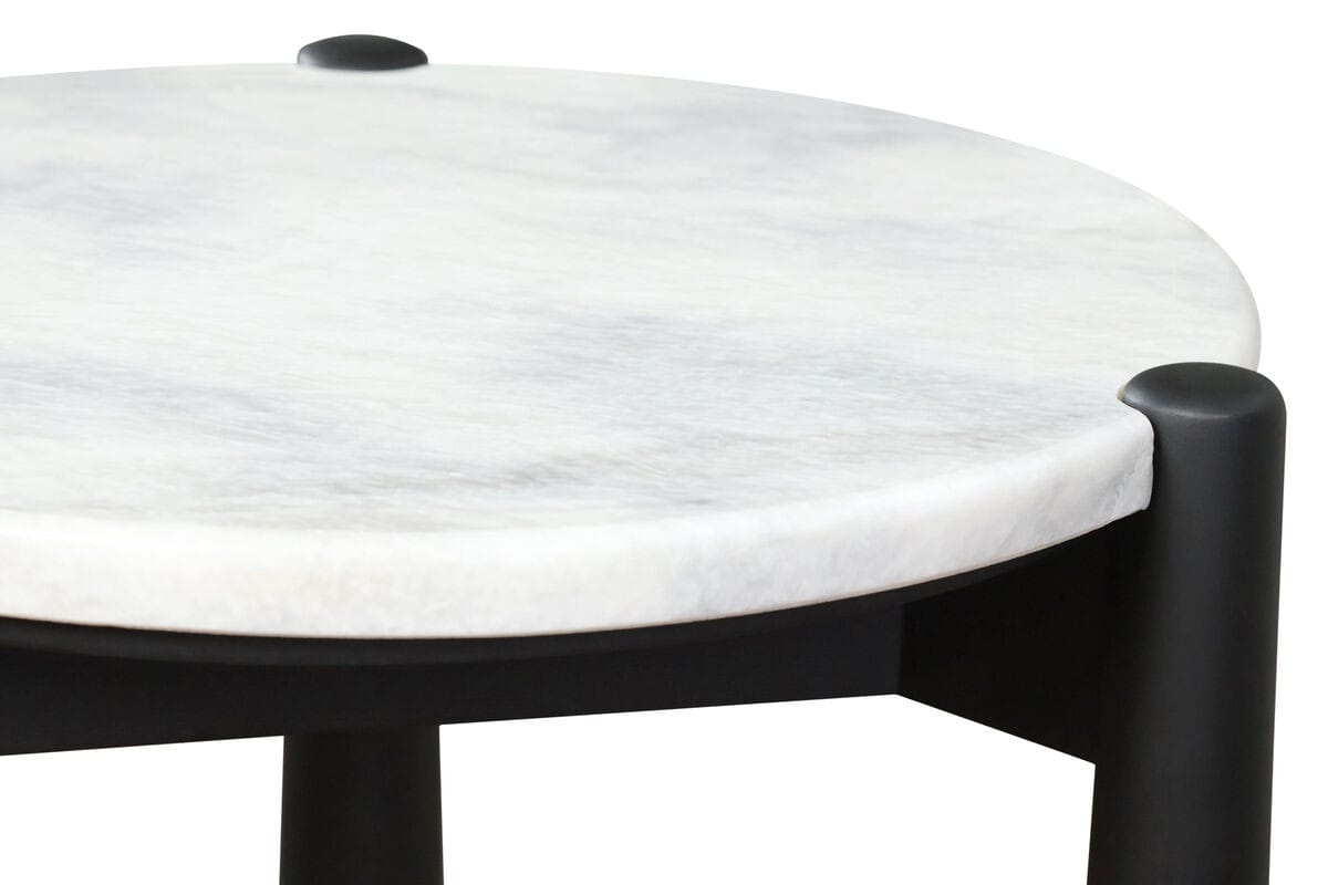 Esperance Living Wilbur White Marble Top and Black Finish Mango Wood Side Table House of Isabella UK
