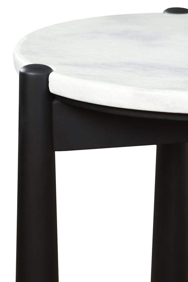 Esperance Living Wilbur White Marble Top and Black Finish Mango Wood Side Table House of Isabella UK
