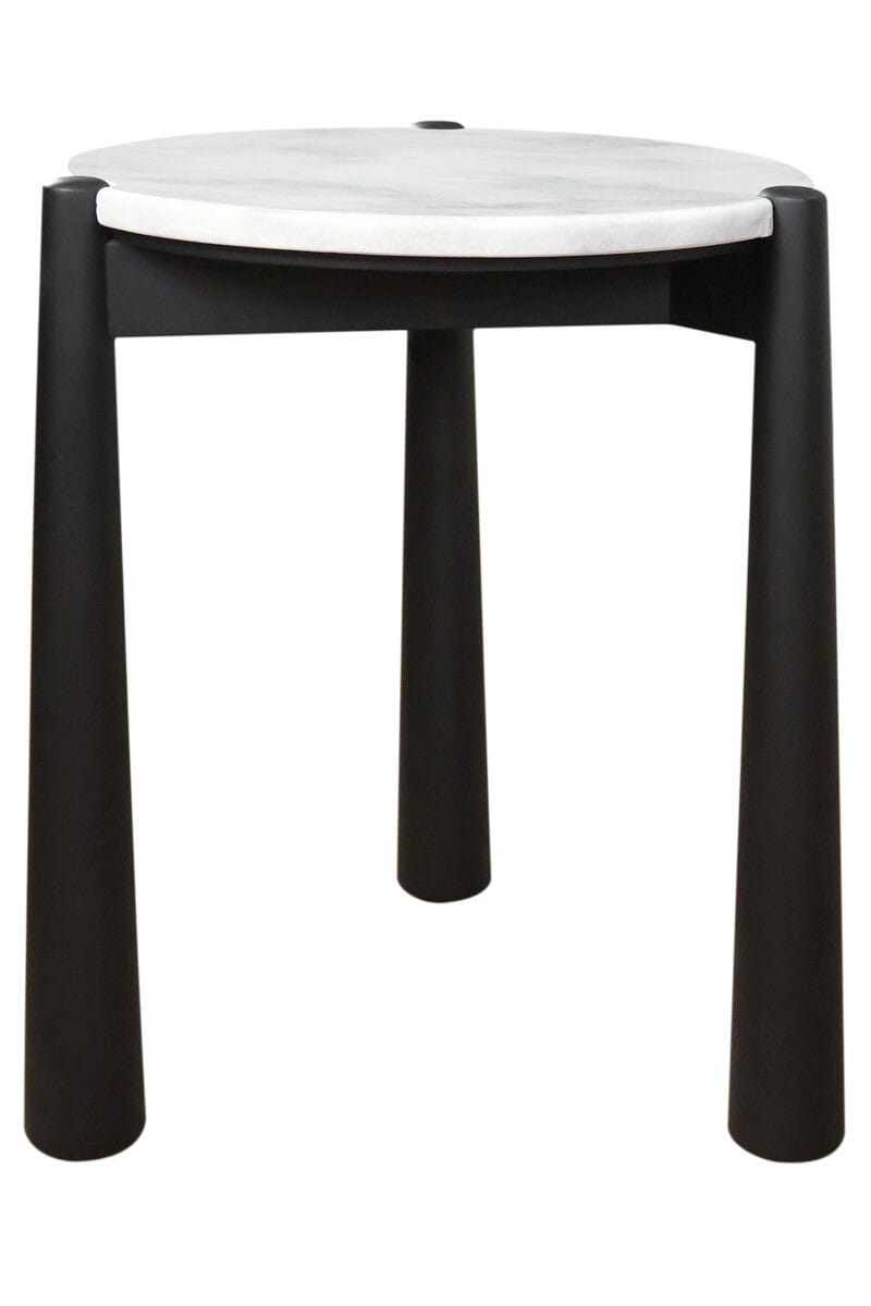 Esperance Living Wilbur White Marble Top and Black Finish Mango Wood Side Table House of Isabella UK