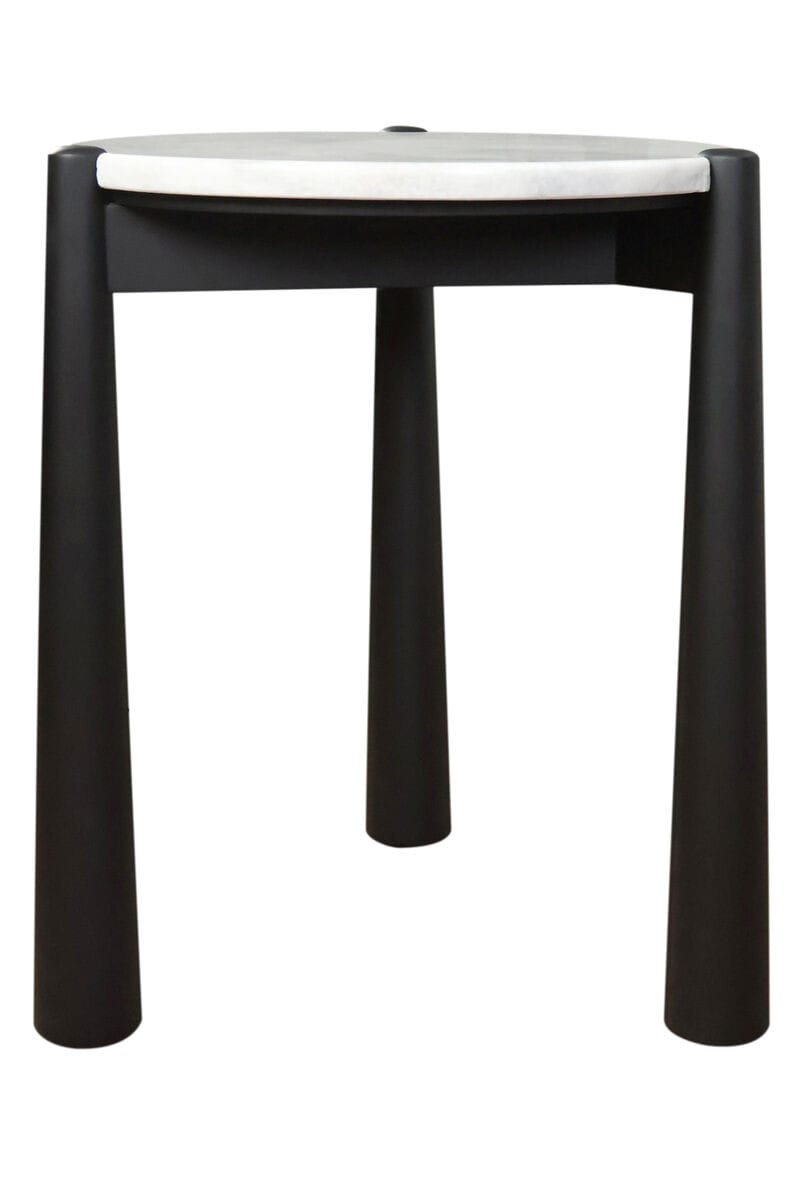 Esperance Living Wilbur White Marble Top and Black Finish Mango Wood Side Table House of Isabella UK