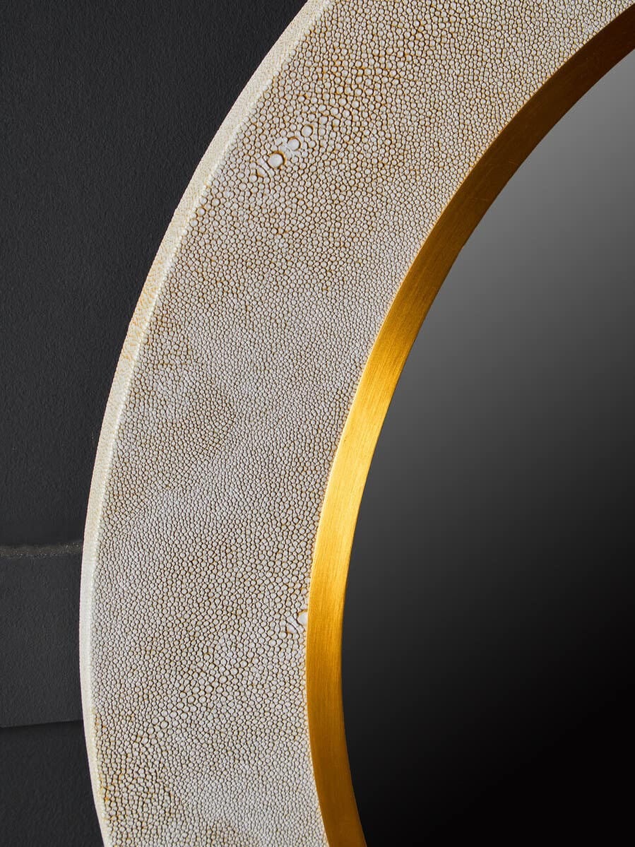 Esperance Mirrors Cadio Shagreen Effect and Gold Inlay Round Wall Mirror House of Isabella UK