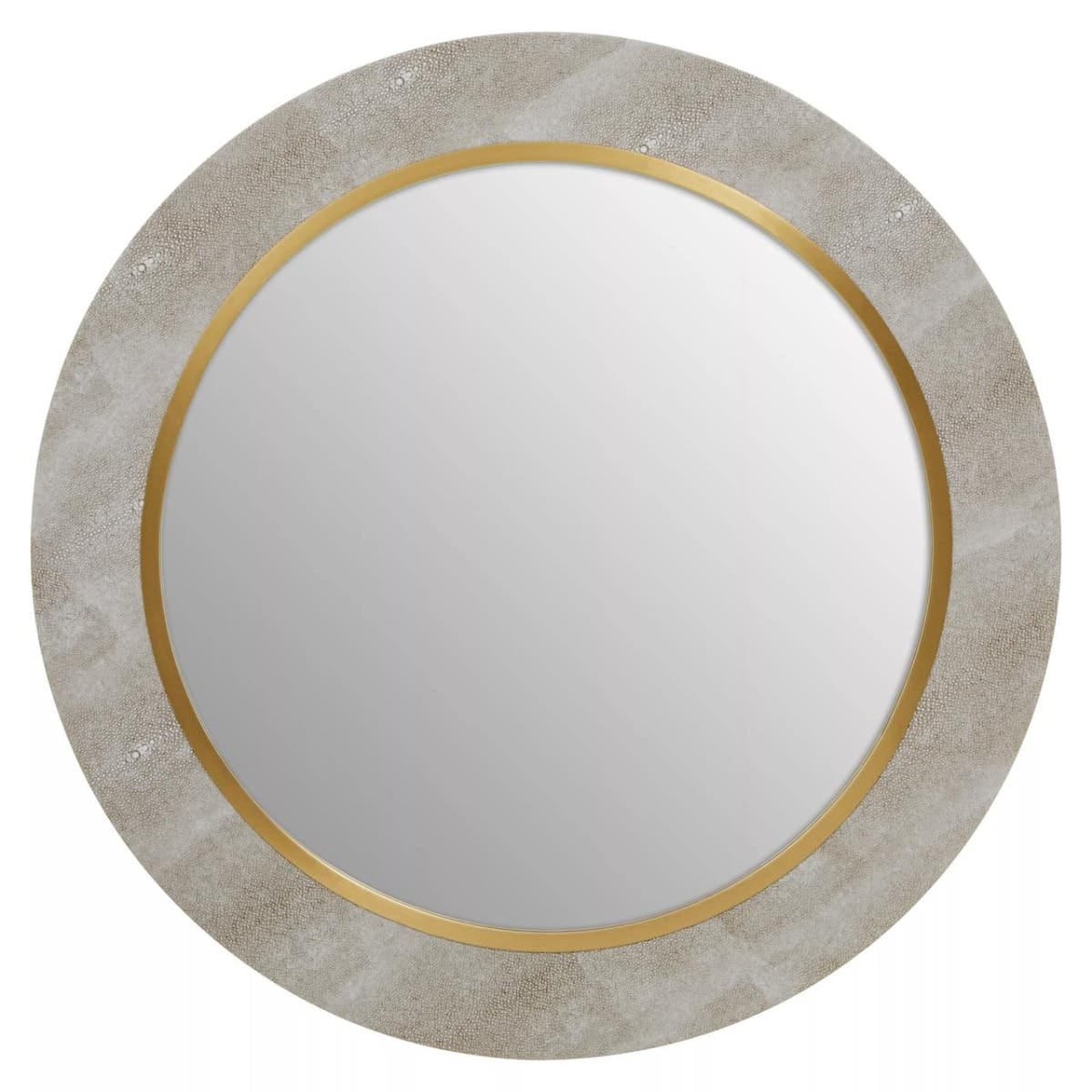 Esperance Mirrors Cadio Shagreen Effect and Gold Inlay Round Wall Mirror House of Isabella UK