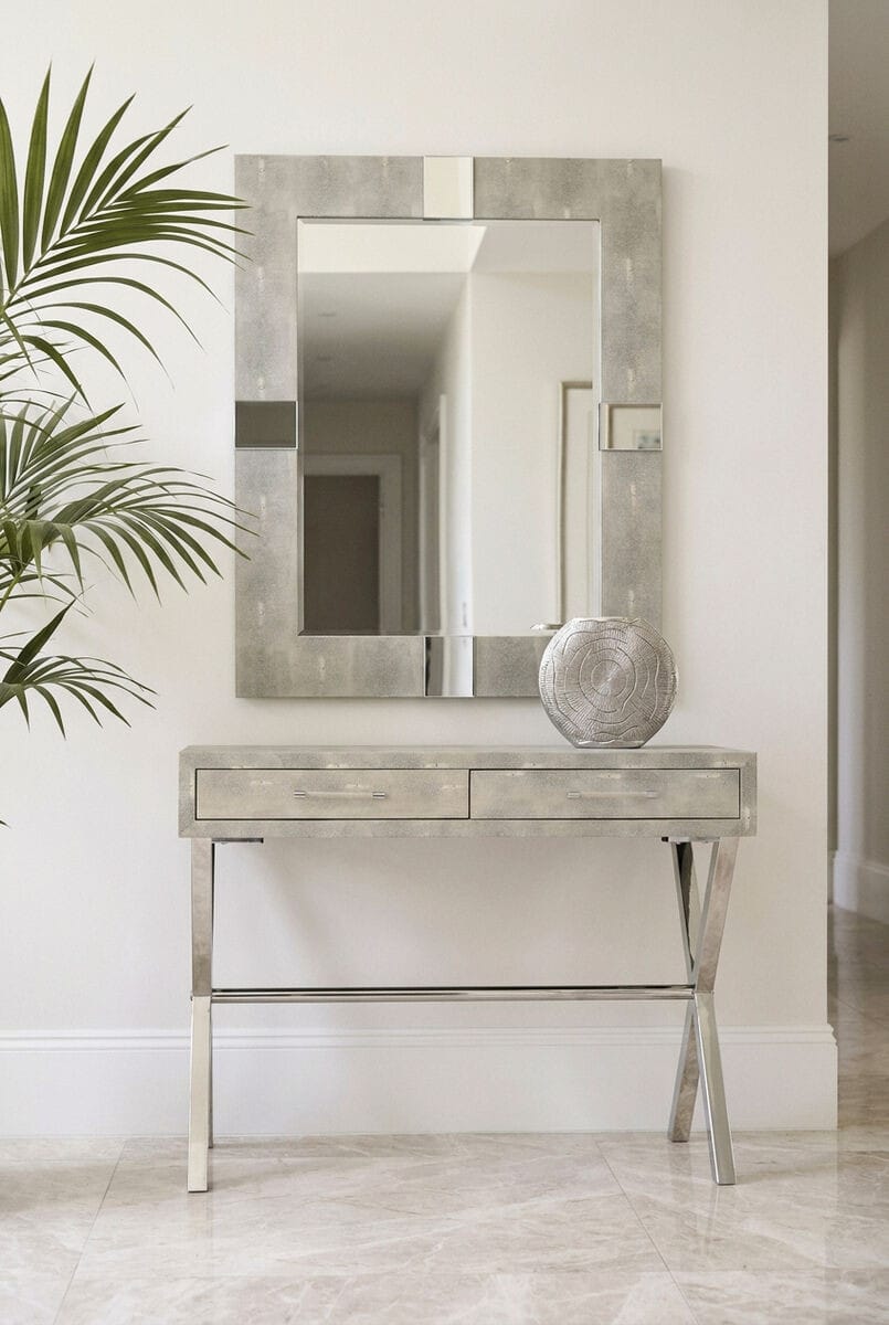 Esperance Mirrors Cardona Grey Shagreen Effect Wall Mirror House of Isabella UK