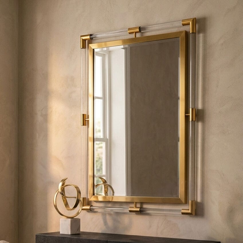 Esperance Mirrors Cardona Wall Mirror with Clear and Matt Gold Frame House of Isabella UK