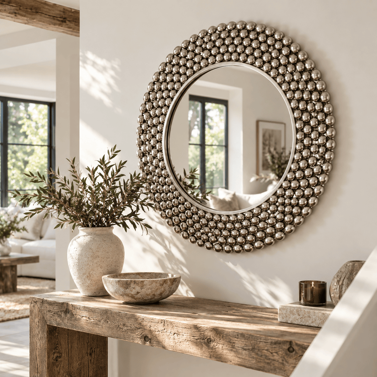 Esperance Mirrors Gares Pewter Wall Mirror House of Isabella UK