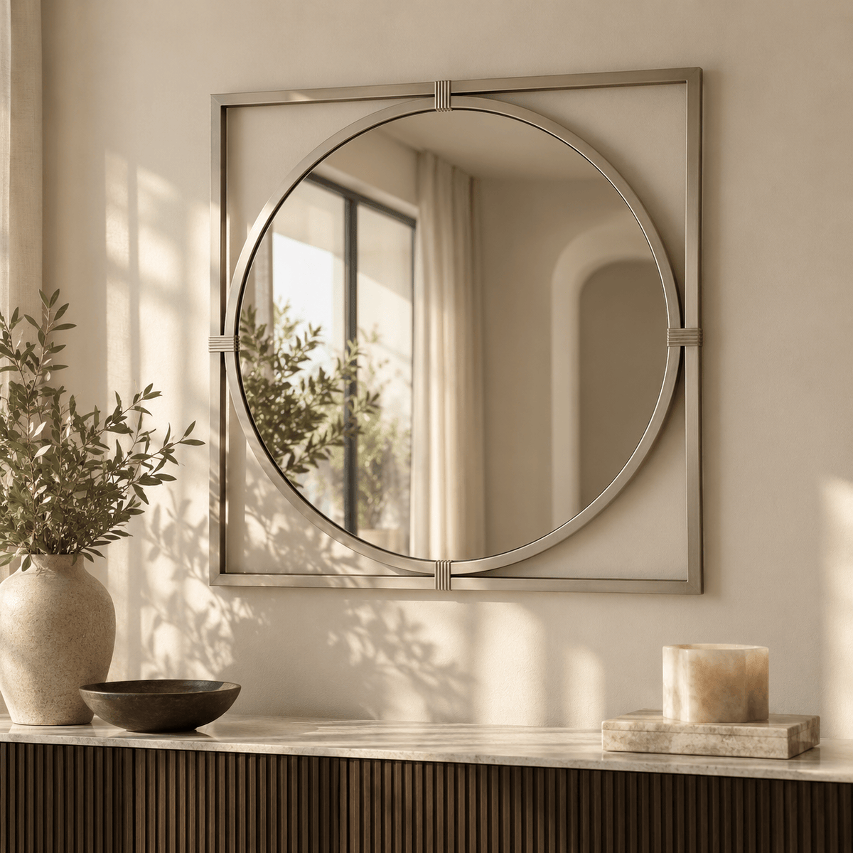Esperance Mirrors Langli Silver Square Wall Mirror House of Isabella UK