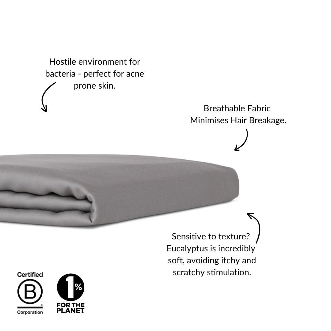 Ethical Bedding™ Bed Sheets Super King / Grey Fitted Sheet in Grey (Eucalyptus Silk) House of Isabella UK