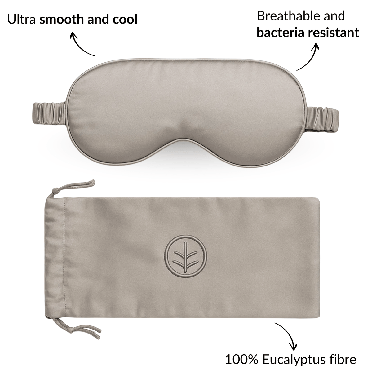 Ethical Bedding™ Sleep Accessories Essential Silk Sleep Eye Mask in Grey (Eucalyptus Silk) House of Isabella UK